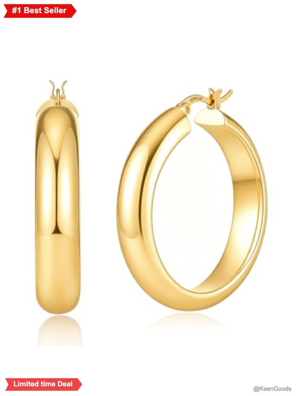 Chunky Gold Hoop Earrings 14K Gold Plated Hoops for Women